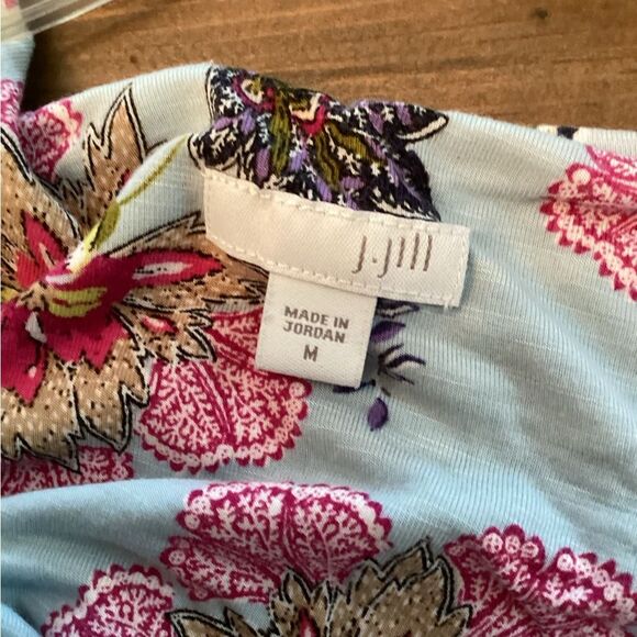 J JILL SIZE MEDIUM MIXED FLORAL PRINT SLEEVELESS V NECK JERSEY DRESS W POCKETS - Picture 7 of 8